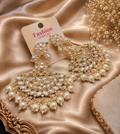 Bigger size and lite weight Beautiful pearls with kundan work earrings
