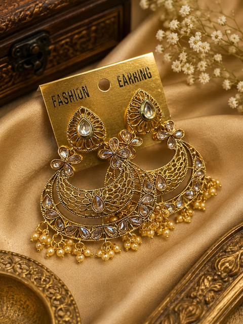 Latest earrings with polki stones