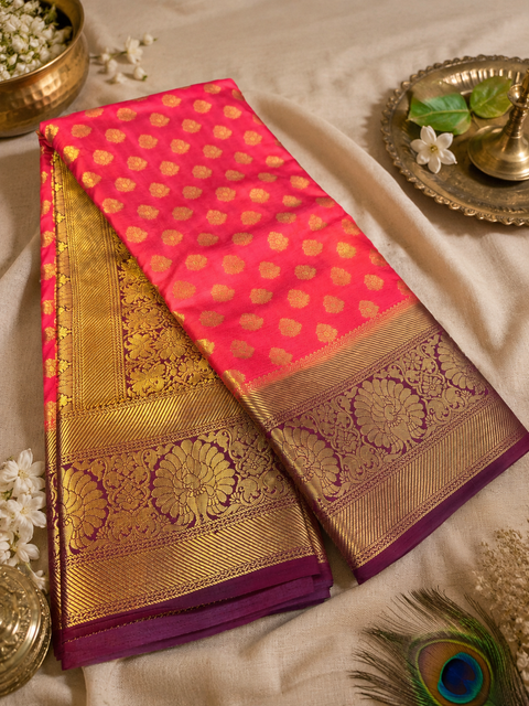 Art Silk Based beautiful design Saree with contrast Pallu (blouse is attached to Saree ) slight variation in color and design is possible )