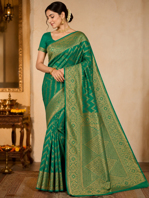 Soft Silk Based beautiful design Saree  (blouse is attached to Saree ) slight variation in color and design is possible )