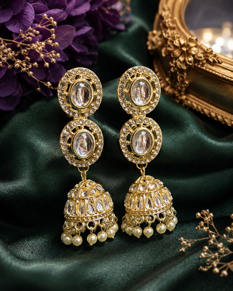 Beautiful pearls with kundan work jhumka