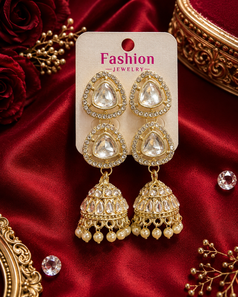 Beautiful pearls with kundan work jhumka