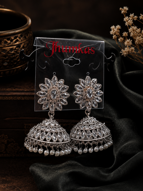 Original Polki stone with pearls hanging Jhumka
