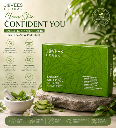 JOVEES SALICYLIC & AZELAIC ACID ANTI-ACNE & PIMPLE FACIAL KIT | FOR OILY & ACNE PRONE SKIN | FOR MULTIPLE USE | IMPROVES SKIN HEALTH & TONE