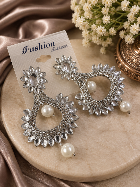 Silver stones with  Pearls beautiful earrings