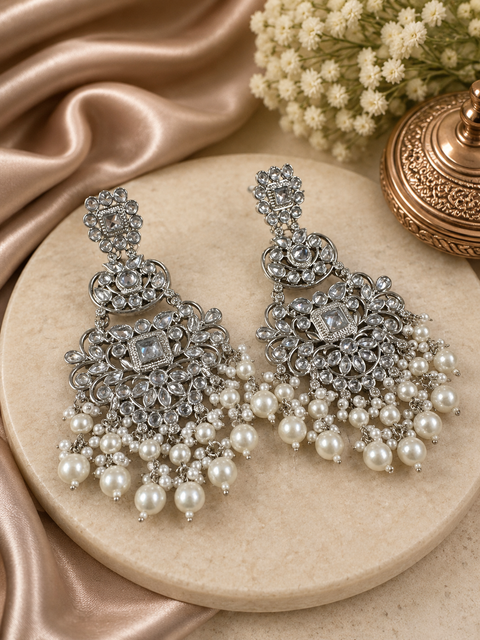 Original Polki with beautiful pearls heavy look Earrings with lite weight (slight variations in color and design is possible)