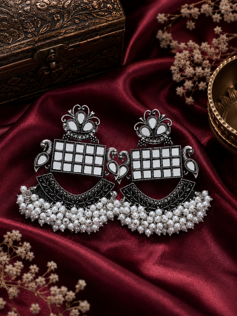 Beautiful Oxidised earrings with mirrors