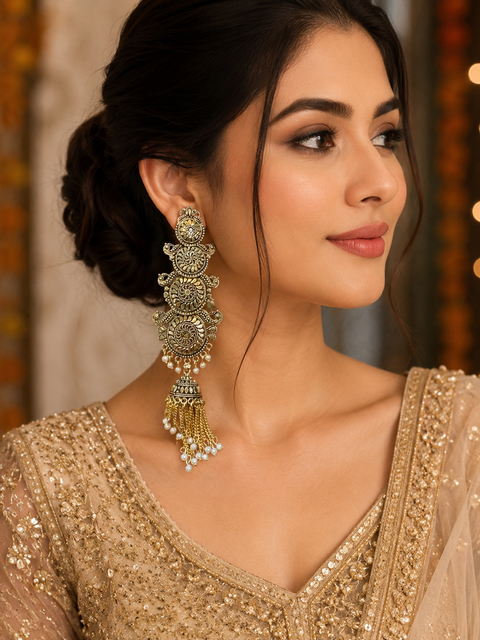 Beautiful Oxidised Jhumka Earrings