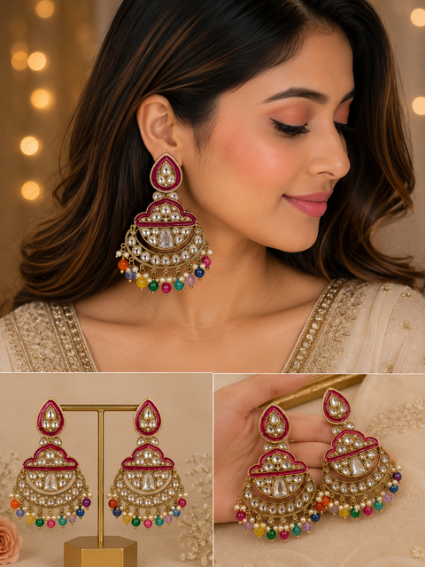 Kundan with beautiful pearls Earrings