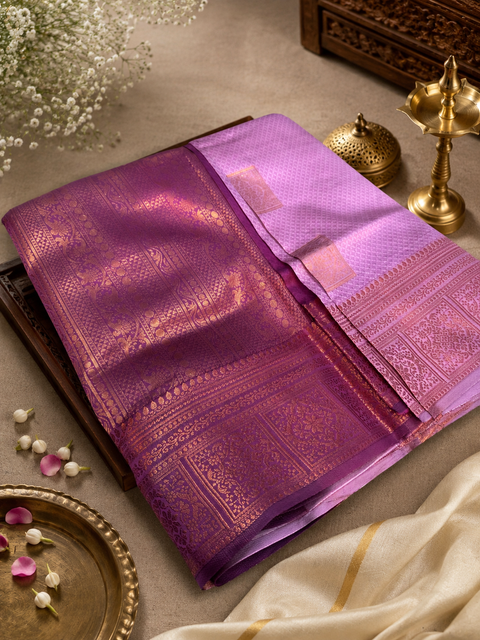 Soft Silk Saree with contrast beautiful pallu and blouse