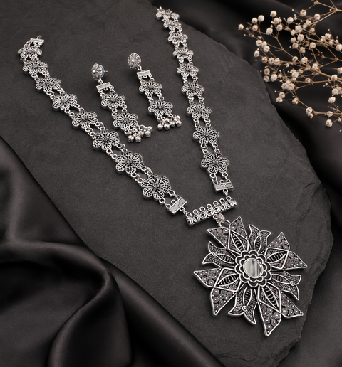 Beautiful work oxidised necklace with earrings