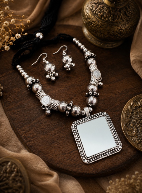 Beautiful work oxidised necklace with earrings