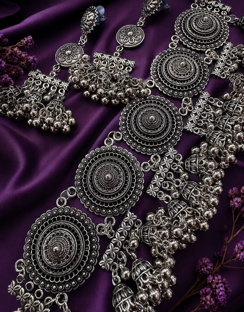 Beautiful work oxidised heavy choker with earrings