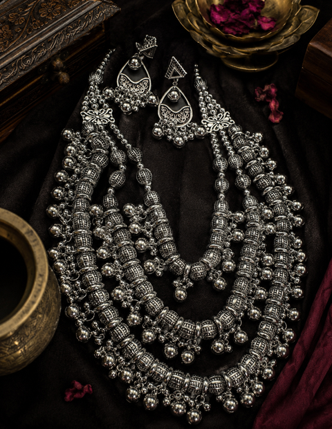 Beautiful work oxidised Necklace with earrings