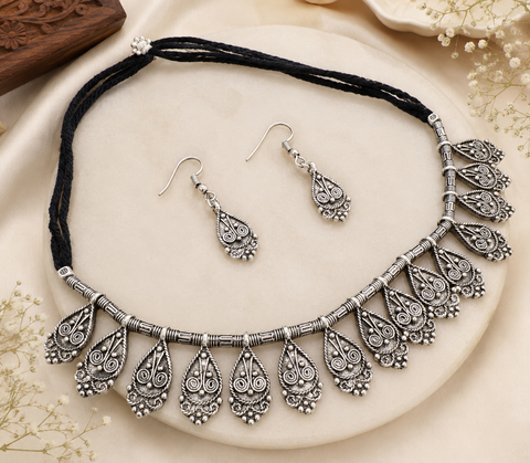 Beautiful work oxidised Necklace with earrings