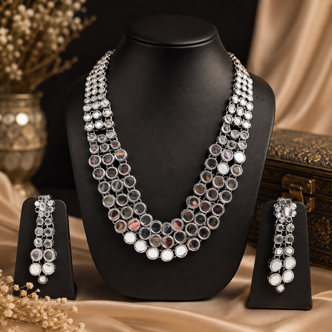 Beautiful Oxidised Necklace with Earrings