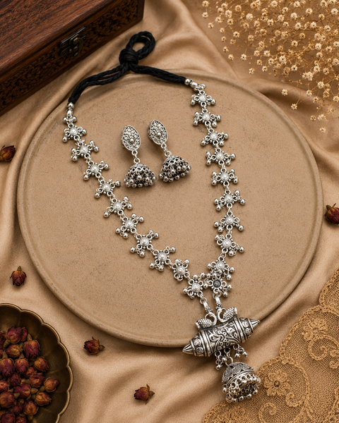 Beautiful work oxidised Necklace with earrings