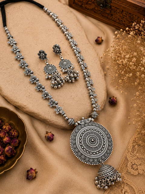 Beautiful work oxidised Necklace with earrings