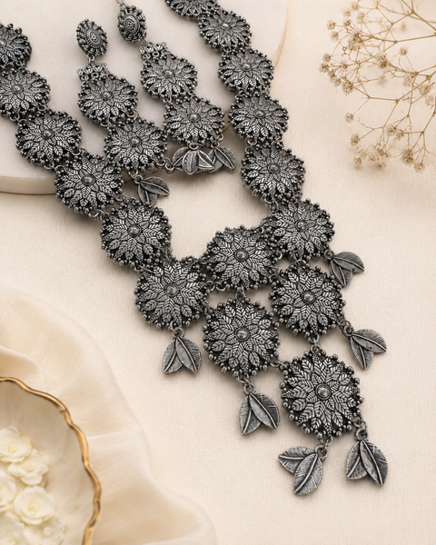 Beautiful work oxidised necklace with earrings