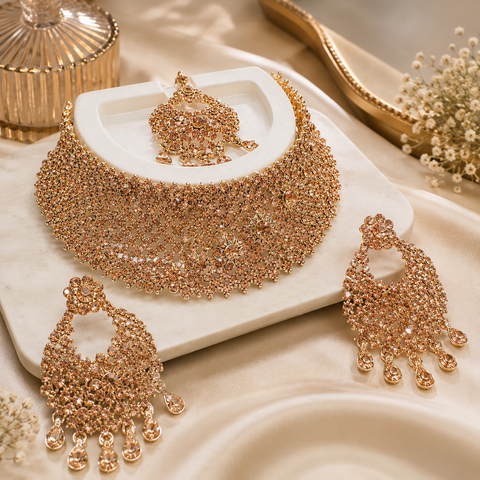 Golden Jerkan Stone Beautiful Necklace Set