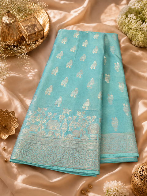 Very Soft Pure chiffon based Beautiful zari work Banarasi look Saree(Blouse Shown Is For Reference Only. The Blouse Piece Is Included With The Saree As Unstitched Fabric)(slight variation in color and design is possible )