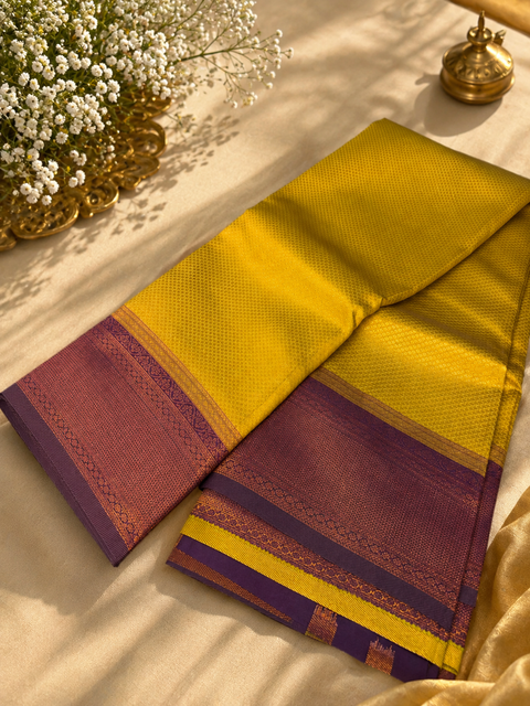 Premium South Silk Saree with rich zari weaving and contrast woven pallu. featuring elegant dual-tone shades.Model-worn blouse is for reference only. Unstitched blouse piece is attached with saree(slight variation in color & design is possible)