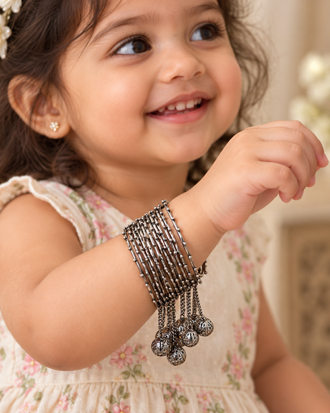 Kids Oxidised latkan bangles set, 12 bangles in one set (price per pack) slight variation in color and design is possible