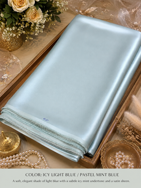 Icy Mint Blue colour Satin beautiful soft fabric(Per meter) 112cm width(slight variation in color is possible)
