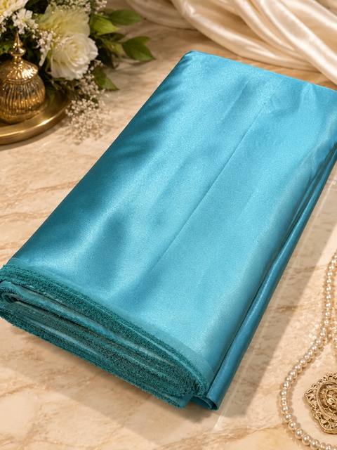 Turquoise Blue colour Satin beautiful soft fabric(Per meter) 112cm width(slight variation in color is possible)