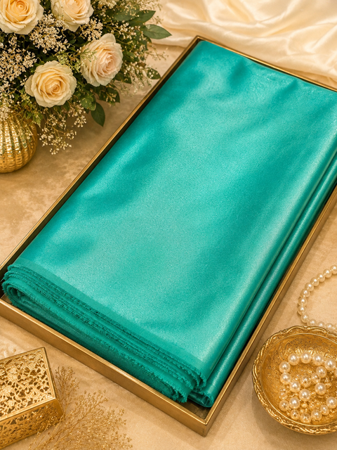 Aqua Green colour Satin beautiful soft fabric(Per meter) 112cm width(slight variation in color is possible)