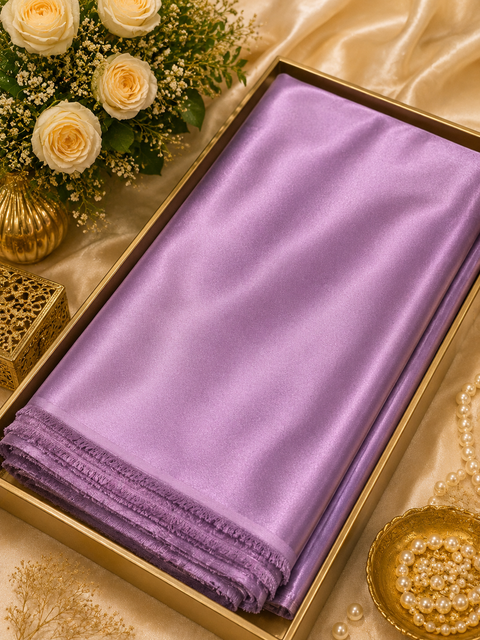 Lilac colour Satin beautiful soft fabric(Per meter) 112cm width(slight variation in color is possible)