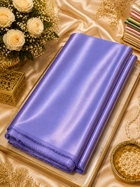 Periwinkle Purple colour Satin beautiful soft fabric(Per meter) 112cm width(slight variation in color is possible)