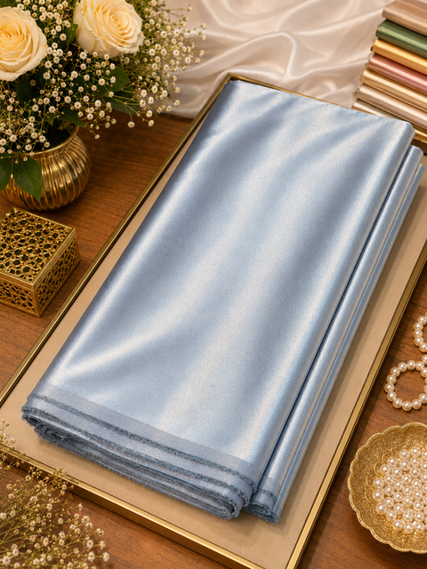 Grey colour Satin beautiful soft fabric(Per meter) 112cm width(slight variation in color is possible)