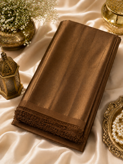 Bronze Brown colour Satin beautiful soft fabric(Per meter) 112cm width(slight variation in color is possible)