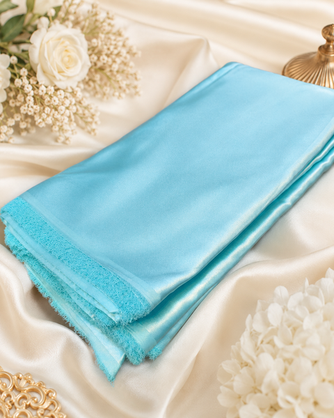 Pastel Blue colour Satin beautiful soft fabric(Per meter) 112cm width(slight variation in color is possible)