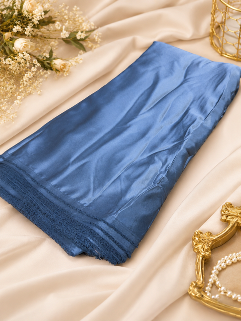 Steel Blue colour Satin beautiful soft fabric(Per meter) 112cm width(slight variation in color is possible)