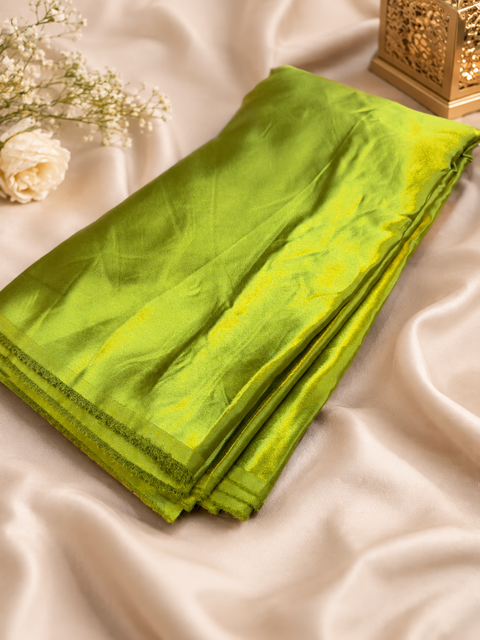 Bright Olive colour Satin beautiful soft fabric(Per meter) 112cm width(slight variation in color is possible)