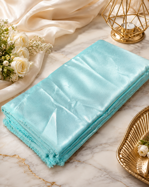 Baby Blue colour Satin beautiful soft fabric(Per meter) 112cm width(slight variation in color is possible)