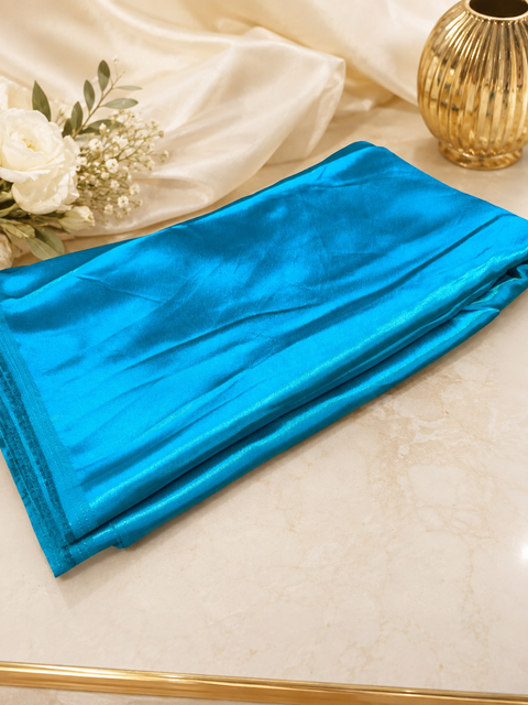 Turquoise Blue colour Satin beautiful soft fabric(Per meter) 112cm width(slight variation in color is possible)