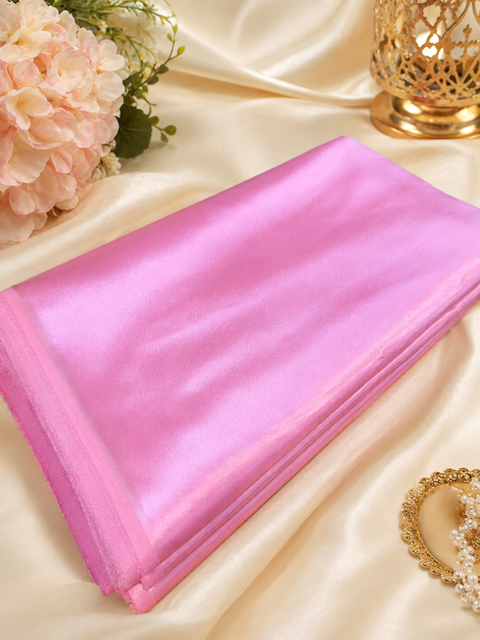 Baby Pink colour Satin beautiful soft fabric(Per meter) 112cm width(slight variation in color is possible)