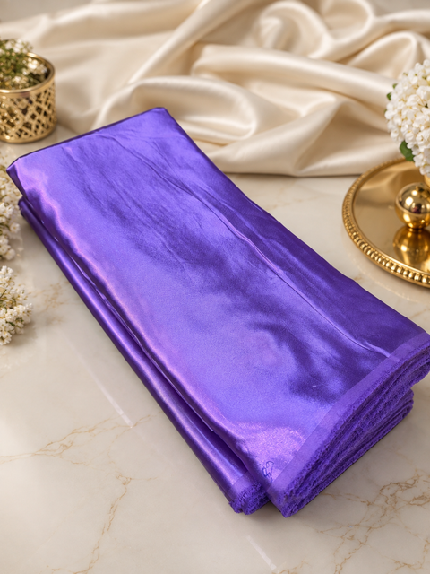Royal Purple colour Satin beautiful soft fabric(Per meter) 112cm width(slight variation in color is possible)