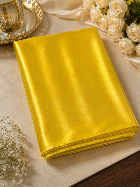 Bright Lemon Yellow colour Satin beautiful soft fabric(Per meter) 112cm width(slight variation in color is possible)