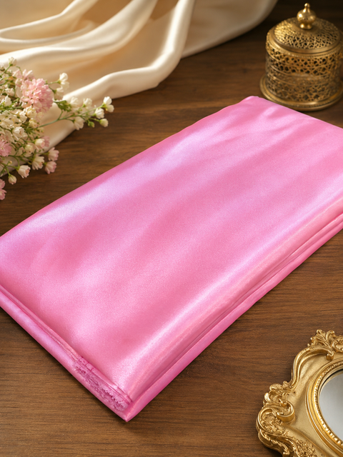 Pink colour Satin beautiful soft fabric(Per meter) 112cm width(slight variation in color is possible)