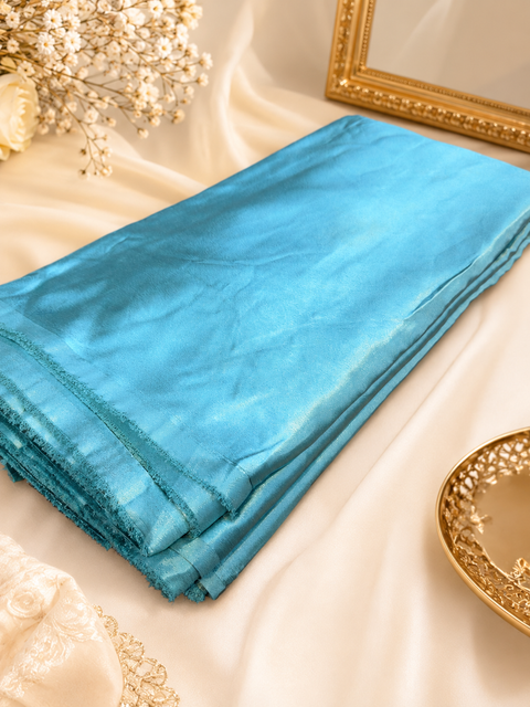 Peacock Turquoise colour Satin beautiful soft fabric(Per meter) 112cm width(slight variation in color is possible)