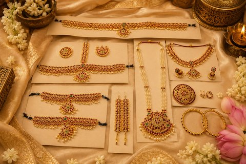 South indian bharatnatyam jwellery set (artificial gold)