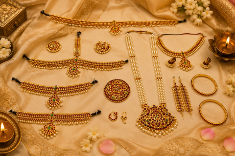 South indian bharatnatyam jwellery set (artificial gold)