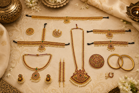 South indian bharatnatyam jwellery set (artificial gold)
