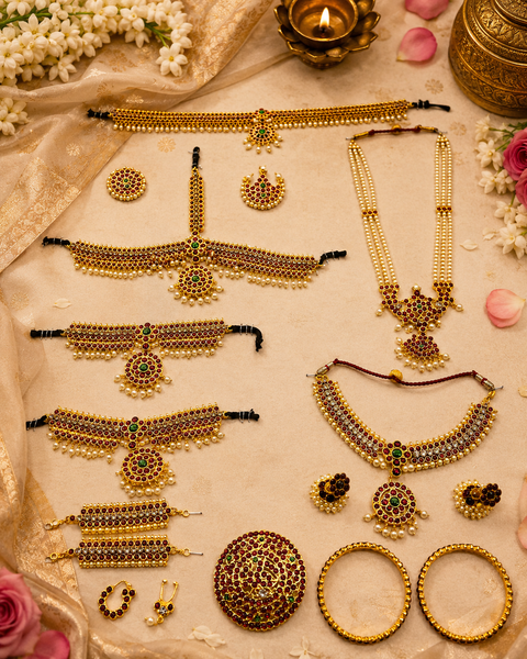 South indian bharatnatyam jwellery set (artificial gold)