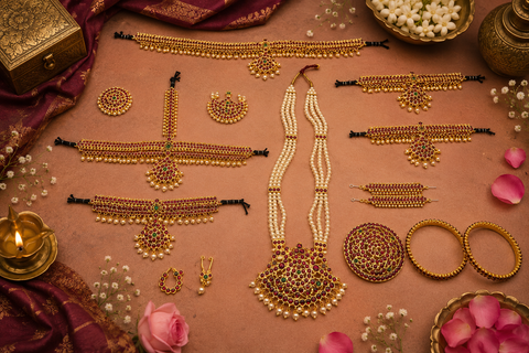 South indian bharatnatyam jwellery set (artificial gold)