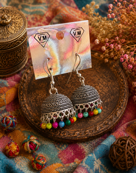 Beautiful oxidised small jhumka ( slight variations in color and design is possible)